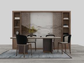 新中式餐桌椅装饰柜