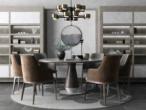 禅意圆形餐桌餐椅