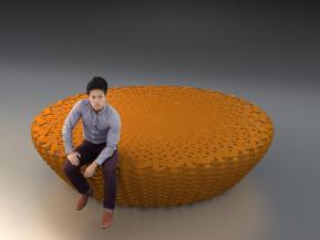 城市公园里的休闲藤椅