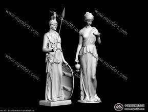 雕塑品-雅典娜3D