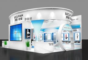 电子科技展 70平 三面开口展台 木结构